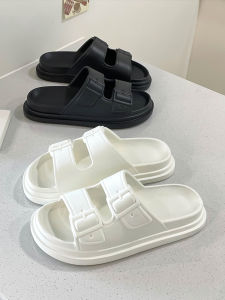 รองเท้าแตะสวมพื้นหนา ผู้หญิง ฤดูร้อน ชายหาดบ้านในร่มกลางแจ้ง กันลื่น คู่รักขี้เล่นมิกกี้สีบริสุทธิ์ ลำลอง Eva