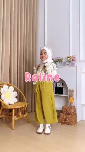 Setelan RALINE Crinkle Super Top Floral & Pantaloni Berbahu untuk Anak Perempuan Usia 4-10 Tahun