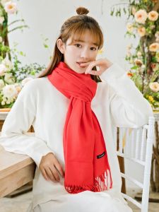 Khăn Choàng Len Pha Trộn Ấm Áp Màu Trơn Phong Cách Hàn Quốc Cho Nữ Quà Tặng Khăn Choàng Vai Mùa Thu Đông Khăn Choàng Lụa Mềm Mại