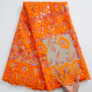 SJD French Mesh Sequins Lace Fabric 2024 Hot Sale African Net Embroidery Sequins Lace Fabric For Sewing Women Evening Dresses