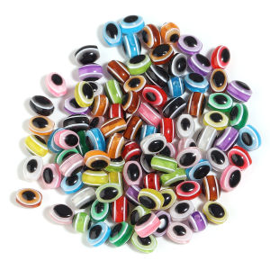 100pcs 6x8 8x10mm Oval Resin Beads Evil Eye Beads Loose Spacer Beads For Jewelry Making DIY Charms Necklace Bracelet Accessories