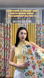 NEW!! NON BLOCKOUT Korean Curtains Bloom Floral Print + Egg Yellow Plain Soft Fresh Modern Minimalist Home Window 10 Ring Curtains 5-8FT