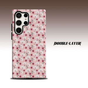 BILIBILI | Pink Daisy Vine Print For Samsung Galaxy S26 S25 S24 A56 A36 Dual Layer Luxury Fashion Full Lens Protective Case