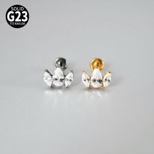 1PC G23 Pure Titanium Cz & Opal Lip Studs Internal Thread Zircon Ear Helix Tragus Cartilage Earrings Body Piercing Jewelry 16G
