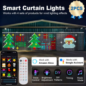 1/2PCS Smart LED Curtain Lights LED Fairy Lights App Control Music Sync DIY Pattern Waterproof for Indoor Outdoor Party Decor