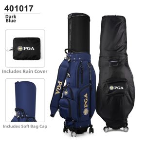 PGM GOLF | Telescopic 4-Wheel Golf Bag Suit for Male and Female Easy to Push Wheelie and Air Travel Hat Holder TSA Approved Lock