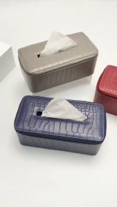 Box tissue tebal bahan kulit sintetis kotak tisu polos resleting pouch tempat tissu wajah