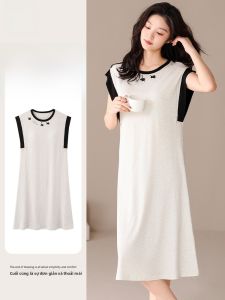 MiiOW | Váy ngủ lụa băng mùa hè mỏng không tay áo vest nữ có đệm ngực mặc ở nhà quần áo ngoài trời MiiOW Cat Person