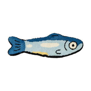 VIKAMA Fish Shaped Christmas Area Rug Xmas Tree Snowflake Gift Print Non‑Slip Floor Mat for Holiday Home Decor