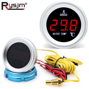 52mm Car Truck Water Temperature Gauge Car Digital Temp Meter 120 Celsius LED Display with Temperature Sensor NPT1/8 12V