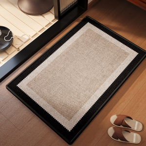 Retro French Style Doormat Black Floral Text Geometric Border Print Non‑Slip Floor Mat for Front Door Entryway Porch Home Decor