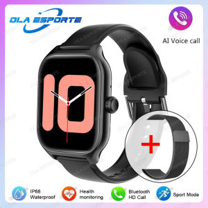 Men Smart Watch Square AMOLED Screen Clock Bluetooth Call Smartwatch Womens Health Heart Rate Sleep Monitoring 100+Sports Modes