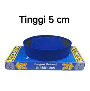 Songkok Pendek Peci Ceper Biru Tinggi 5/6 cm Kopiah Bludru Halus Dan Lembut