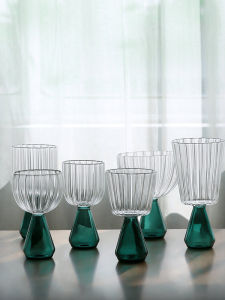 Retro Glass Cup High Foot Champagne Cup Creative Milkshake Personalized Beverage Glassware Heat Resistant round Shape Cup