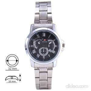 Swiss Army Jam Tangan Wanita - Body Silver - Black Dial - Stainless Steel Band - SA-5386L-TGL-SB - Kualitas Terbaik untuk Tampilan Elegan dan Menarik