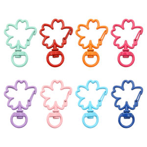 2/5Pcs 24x36mm Mixed Color Spray Paint Flower Buckle Cherry Blossom Lobster Clasp Hooks: DIY Key Chain Pendant & Mobile Phone Chain Jewelry Accessories