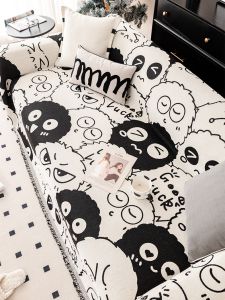 ผ้าคลุมโซฟาลายการ์ตูนคุณภาพสูงกันลื่นใช้ได้ทั้งสี่ฤดูผ้าคลุมกันแมวจับสามารถปูได้ผ้าห่มพิงหลังผ้าคลุมกันฝุ่น