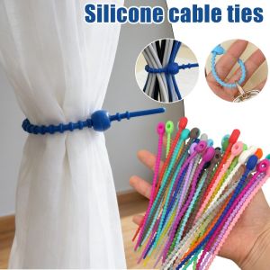 10Pcs Multicolor Silicone Cable Ties Reusable Adjustable Wire Organizer Straps for Home Office Storage Cord Management Holders