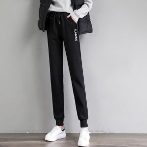 Thickened Fleece Lined Pure Cotton Sport Pants for Women High Waist Long Trousers Casual Loose Fit Autumn Winter Slimming