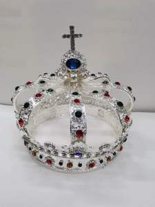 Crown for santo nino European Medieval Retro Pope Crown Golden Alloy Glass Cross High-End H Crown