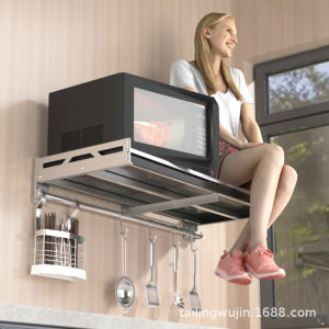Drill-free Stainless Steel Kitchen Shelf Wall Mountable Microwave and Oven