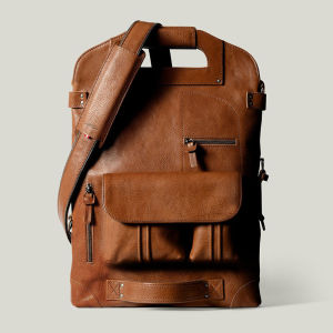 Kikani Genuine Top Layer Cowhide Leather Large Capacity Backpack Crossbody Messenger Bag British Style Dual Shoulder Bag