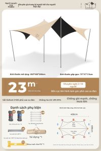 The Primitive | Mái Che Dạng Vòm 4 Trụ Lớn Ngoài Trời Cắm Trại Chống Nước Bảo Vệ UV Phủ Đen