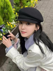 High Quality Vintage Wool Beret Hat Women Face Slimming Fashionable French Sheepskin Cap Autumn Winter Elegant Style Wide Brim