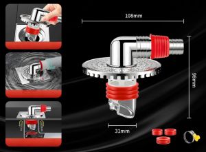 Multi Functional Floor Drain Downcomer Washing Machine Floor Drain Tee Connector Kitchen Sink Drainage Hose Adapter Disposer