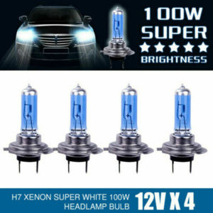 4pcs White 12V H7 100W 6000K Halogen Lamp Super Bright Halogen Car Headlight Bulbs SUPERWHITE HALOGEN H7 Headlight Bulbs