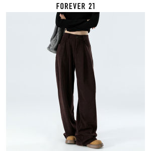 Forever 21 Brown Corduroy Wide Leg Pants Women Winter New High Waist Slim Loose Floor Casual Long Trousers Straight Cut Pants