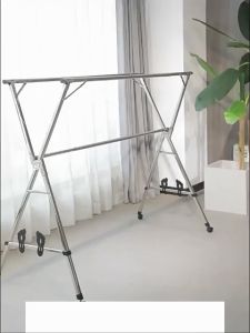 Clothes drying rack foldable stainless steel indoor and outdoor floor-standing 3-pole clothes rack super strong load-bearing movable