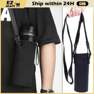 【Fast Shipping】 Water Bottle Cover Pouch with Strap for Sports Water Bottles Carrier Bag Neoprene Water Holder Shoulder Strap Black Bottle Carrier Insulat Bag Holder Portable LZC-Aquaflask-Holder-Bag
