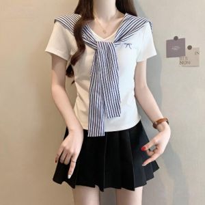 AIYITI | Korean Style Naval Collar Short Sleeve T Shirt