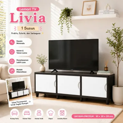 LIVIA Lemari Tv 3 Susun Lemari Penyimpanan Serbaguna Lemari Pakaian Plastik Rak Tv