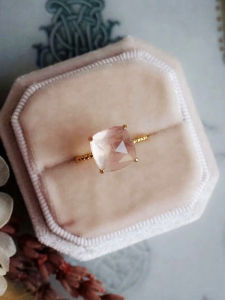 Imitation Pink Crystal Gold Plated Adjustable Ring