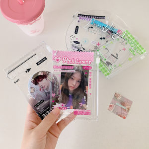 Korean Style Cute Transparent Zipper Card Holder 3 Inch Photo Sleeve Student ID Badge Pendant Storage Pouch Clear Card Case