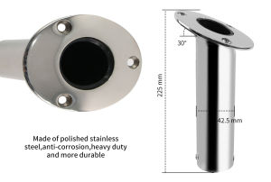 Marine Heavy Duty Stainless Steel Boat Cast Fishing Rod Holder Oval 15°/30°/90° with PVC inner Boat Hardware