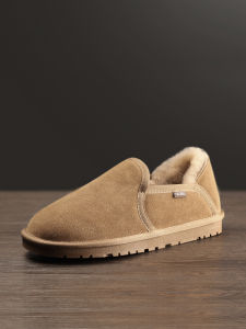 รองเท้าบู๊ตสก็อตผ้าขนสัตว์ GOOBEI สำหรับผู้ชาย ฤดูหนาว รองเท้าบุขนแกะหนา อบอุ่น สไตล์ขนมปัง สวมใส่สบาย หัวมน