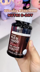 Viên Uống Biotin 10000 Nutri D-Day Hàn Quốc Hỗ trợ mọc tóc giảm rụng tóc 90v dùng 3 tháng