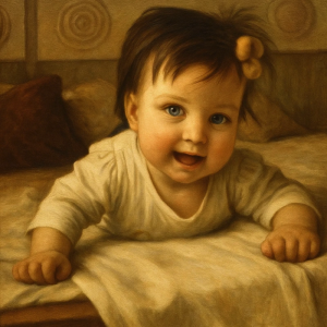 Tranh Nghệ thuật "Em Bé Mắt Xanh" VIETSMART ART - Acrylic 60 x 70cm