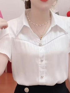 เสื้อเชิ้ตแขนสั้นผู้หญิงหลวมๆ ดีไซน์ดอกไม้ ทรงหลวมๆ แฟชั่นฤดูร้อน ทรงเข้ารูป ทรงเข้ารูป เสื้อเชิ้ตคอโปโล