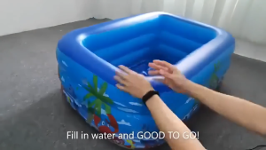 Kids Inflatable Pool 3-Layer PVC Family Outdoor Swimming Pool with Double Air Pump for Kids Adult Lounge