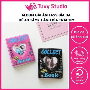 Album đựng ảnh mini để ảnh 6x9 để 40 ảnh 6x9 và 1 ảnh bìa hình trái tim bìa da làm binder card để ảnh thần tượng làm quà tặng + in 41 ảnh 6x9 UV theo yêu cầu Tú Vy Studio