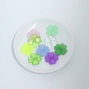 20pcs Acrylic Beads Lucky Green Transparent Four-leaf Clover Shape Loose Beads for DIY Jewelry Necklace Phone Chain Handmade