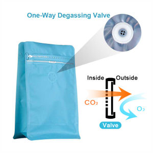 50pcs Flat Bottom Coffee Bags with Valve and Zipper Aluminum Foil Lining Pouch for Storing Coffee Beans Food