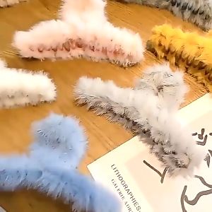 KAIHUA Jepitan Rambut Salon Slim Bulu Halus Jedai Wanita Bahan Bulu Lembut Jepit Rambut Silang Gaya Korea Warna Soft Aksesoris Rambut Wanita IR079