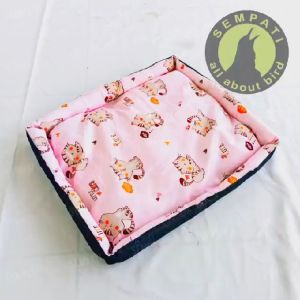 SEMPATI Kasur Kucing Anjing Kelinci Cat Kitten Anabul Kasur Kotak Puffy Motif Tempat Tidur Hewan Kucing Anjing Cat Dog Kasur Bantal Alas Tidur Kucing Pet Bed