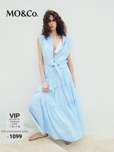 MO&Co. | Summer High Waisted Belted Linen Cotton Dress