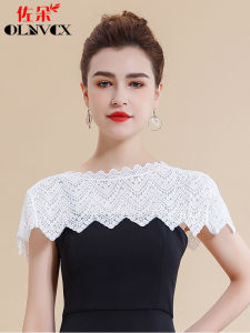 Hollow-out Short Small Waistcoat Blouse Womens Suspender Skirt Outer Wear Summer Niche Lace Sun Protection Shawl Short White Tops